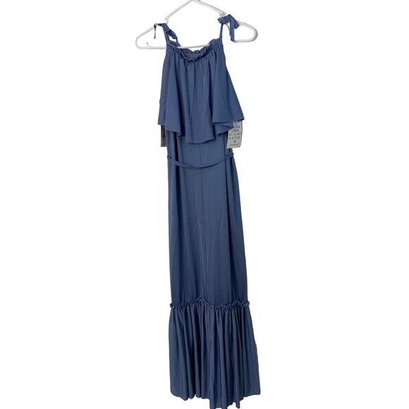 Free People Blue Coco Maxi Popover Dress XS Lightweight Boho Halter 7225 - Picture 9 of 9